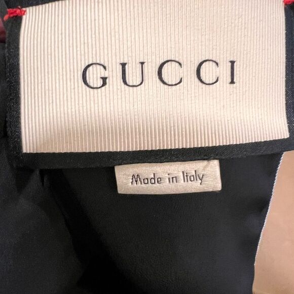 GUCCI 2017 BLACK CREPE PLEATED SILK BOW A-LINE DRESS - Picture 3 of 12